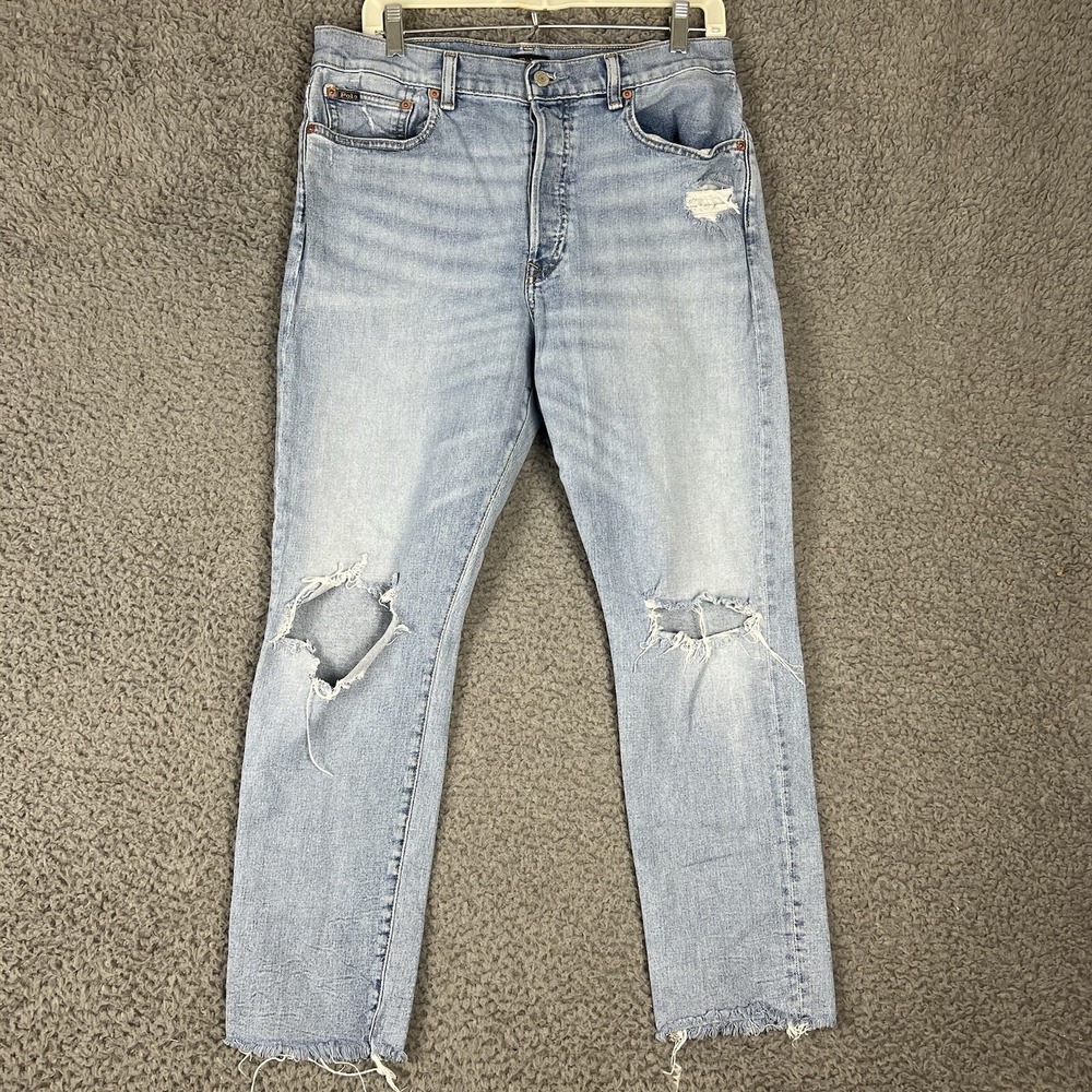 Polo Ralph Lauren Callen High Rise Slim Jeans Womens 31R Light Wash Frayed-h